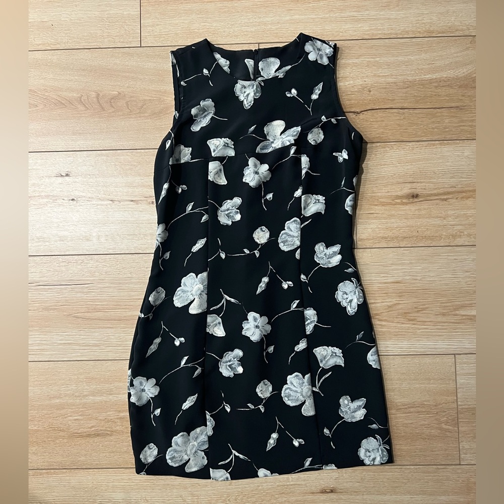 VINTAGE 90s Y2K BLACK FLORAL MINI DRESS - WANTED USA
